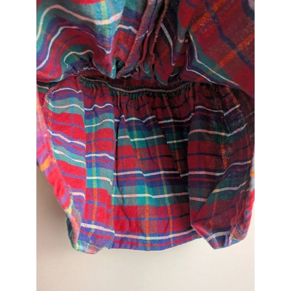 Vintage OshKosh Girls Pink Blue Plaid Overall Dress 18 Months Sleeveless Cotton